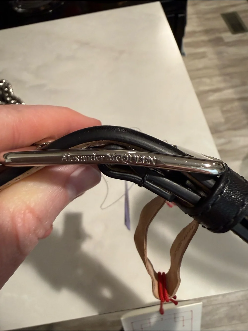 Alexander McQueen NEW Black Calf Leather Eyelet Studded Belt w Silver Hardware